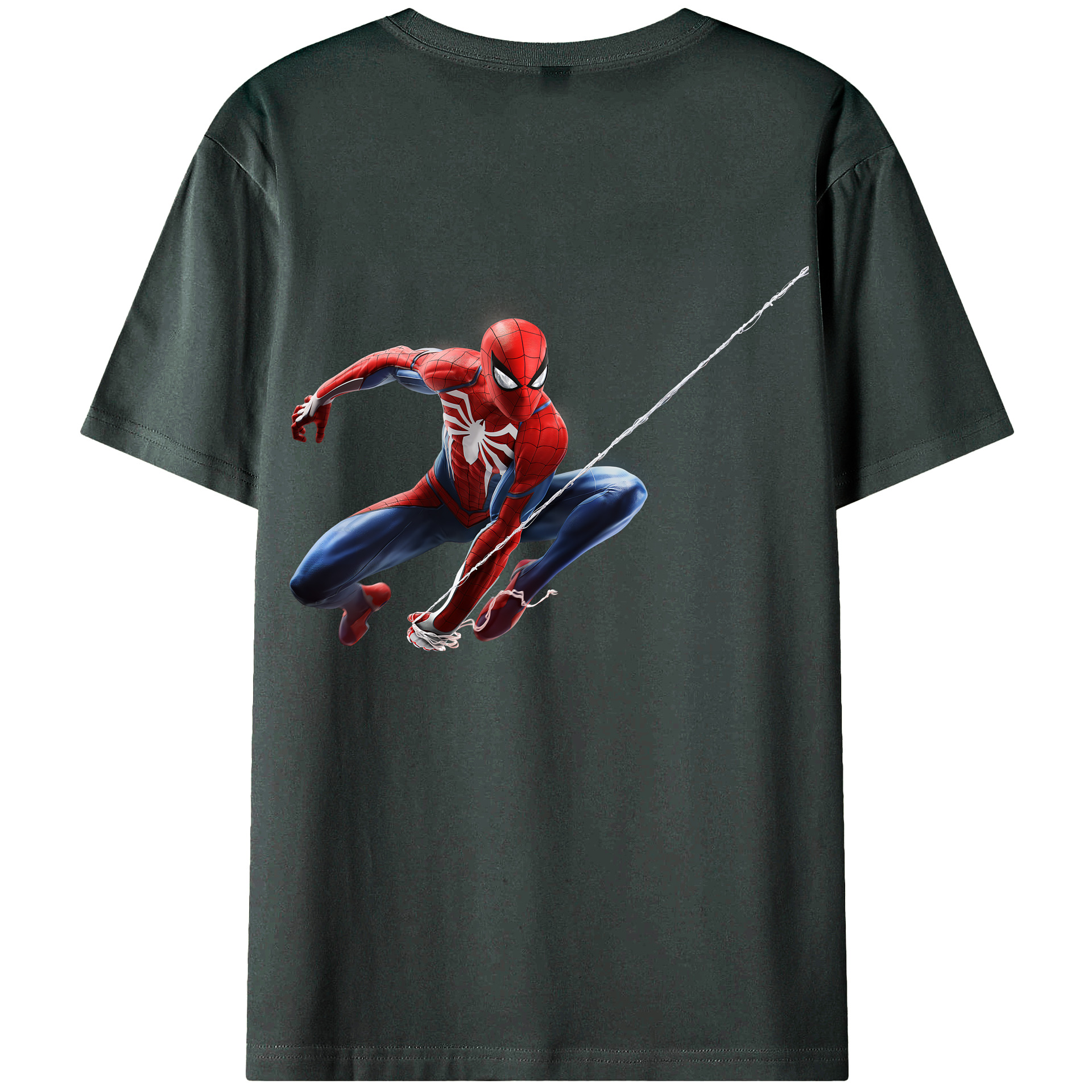 （画像用） Spider Man スパイダーマン 綿100％ メンズ半袖Tシャツ（バックプリント） 通気性